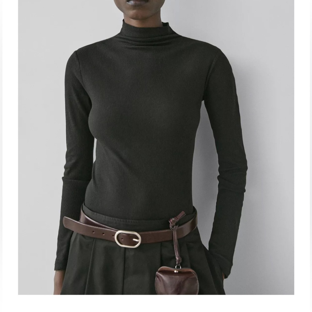 Massimo Dutti Ribbed  long sleeve shirt , black M/L NWT
